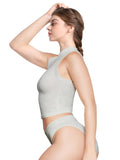 YIANNA Women's Sleeveless Tops Crew Neck Cotton Slim Fit T Shirts Basic Tee Sexy Going Out Crop Top