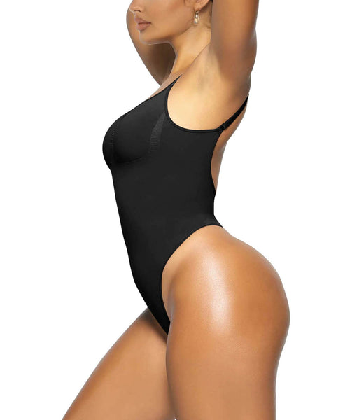 CHICFAN Backless Shapewear Bodysuit Women Tummy Control Seamless Backless  Body Shaper Thong Sculpting Bodysuit Low Back Top