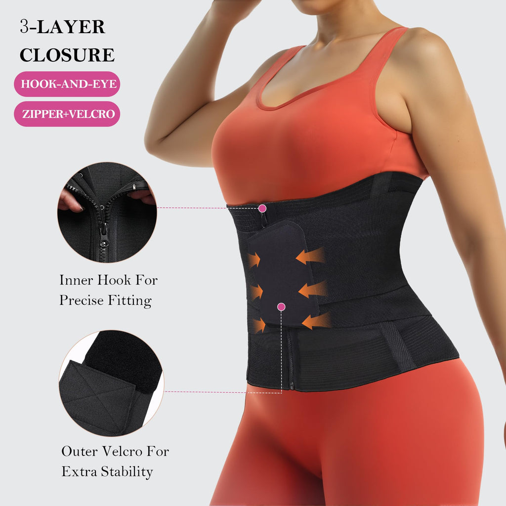 YIANNA Waist Trainer Belt Waist Cincher Tummy Control Body Shaper for Women Sports Girdle Lumbar Support with Double Wrap