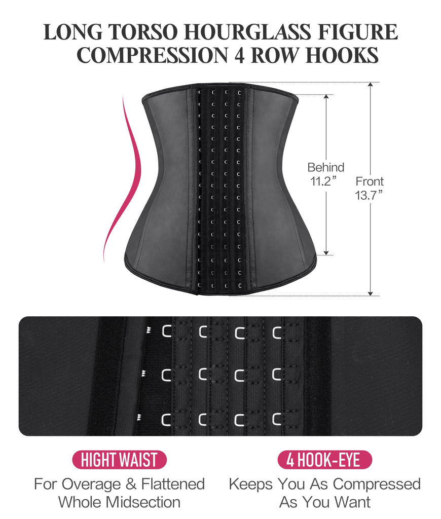 YIANNA Womens Long Torso Waist Trainer Sports Girdle 4 Row Hooks