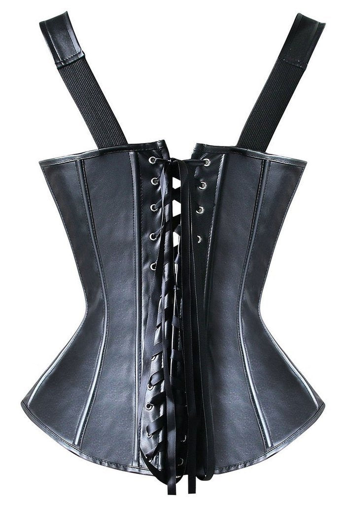 YIANNA Steampunk Punk Rock Leather Buckle-up Corset Bustier Basque Top