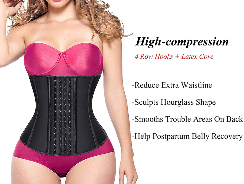 YIANNA Women Latex Waist Trainer for Women 9 Bones 4 Row Hooks