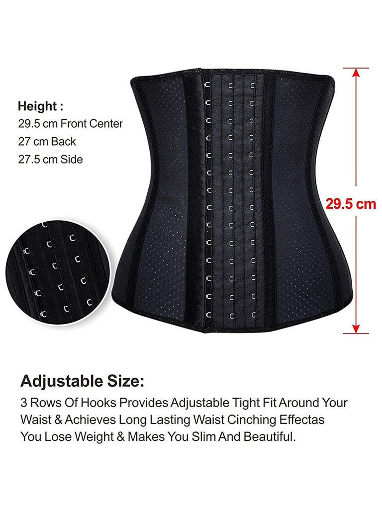 YIANNA Women Breathable Latex Waist Trainer 9 Steel Bones 3 Row Hooks