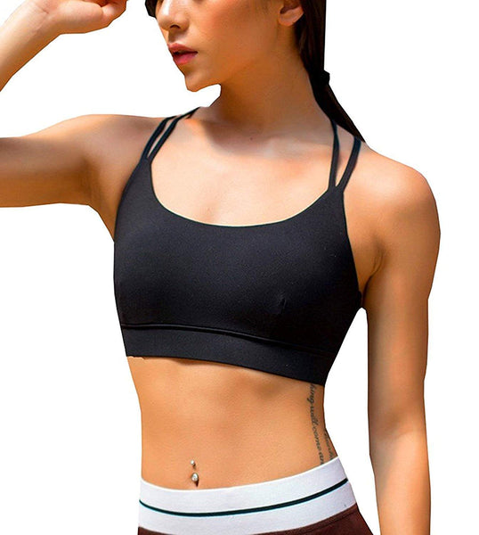 Buy Padded Sports Bra Wirefree Mid Impact Yoga Bras Unique Cross Back  Strappy for Gym Yoga Online at desertcartSeychelles