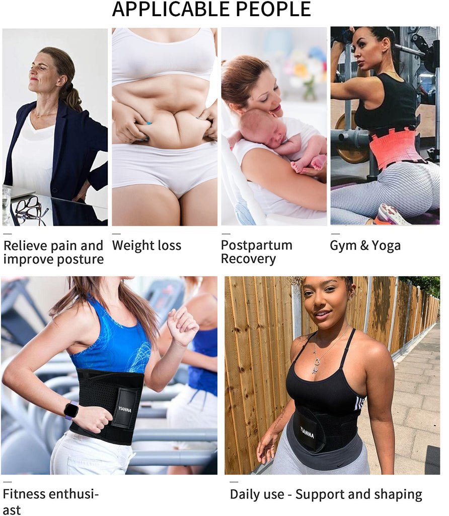 YIANNA Waist Trainer Belt for Women - Waist Trimmer Weight Loss Ab Belt Sport Workout Back Support Girdle Belt (Updated)