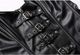 YIANNA Steampunk Punk Rock Leather Buckle-up Corset Bustier Basque Top