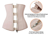 YIANNA Women Latex Zipper Waist Trainer Corsets 9 Steel Bones