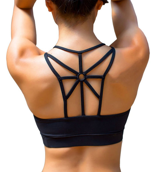 Cross Back Straps Sports Bras Padded Impact Solid Yoga - Temu