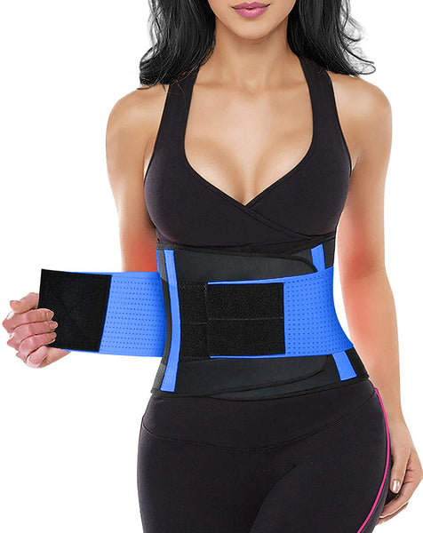 SHAPERX Womens Waist Trainer Belt Sweet Sweat Waist Trimmer Belt Sport  Girdle Waist Eraser Compression Belly Weight Loss,SZ8010-Blue-S (Color:  Blue, Tamaño: Small)