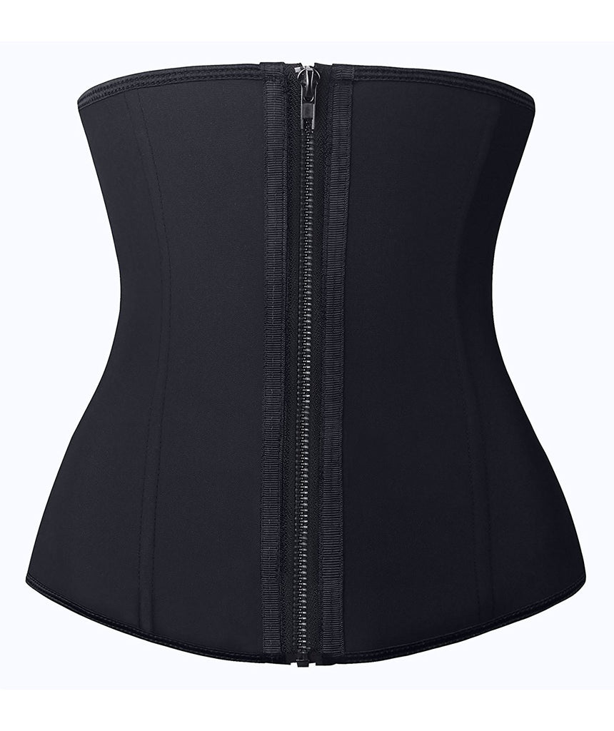 YIANNA Women Latex Zipper Waist Trainer Corsets 9 Steel Bones
