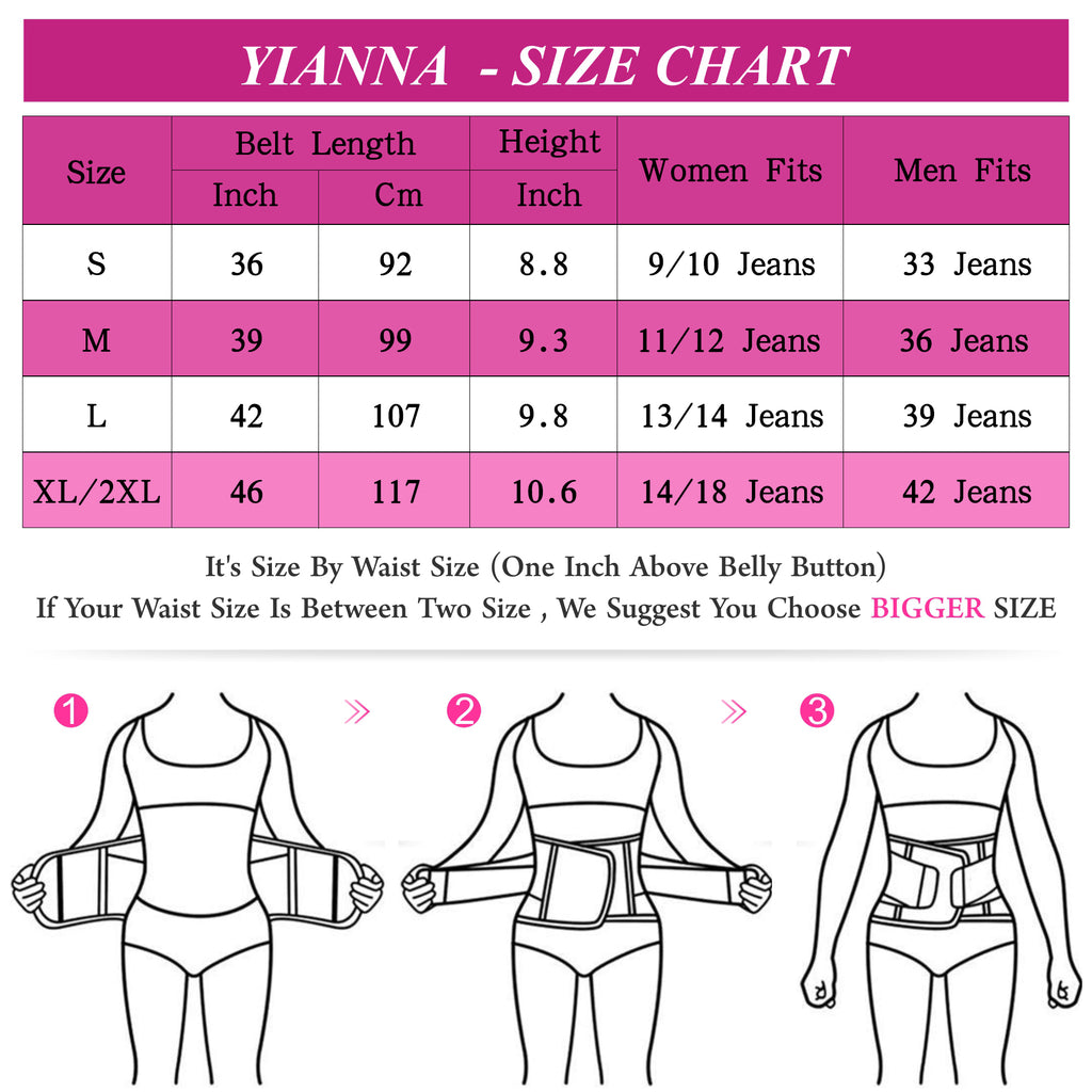 YIANNA Sweat Waist Trainer Belt Compression Belly Sport Girdle Waist Trimmer for Women/Men Weight Loss