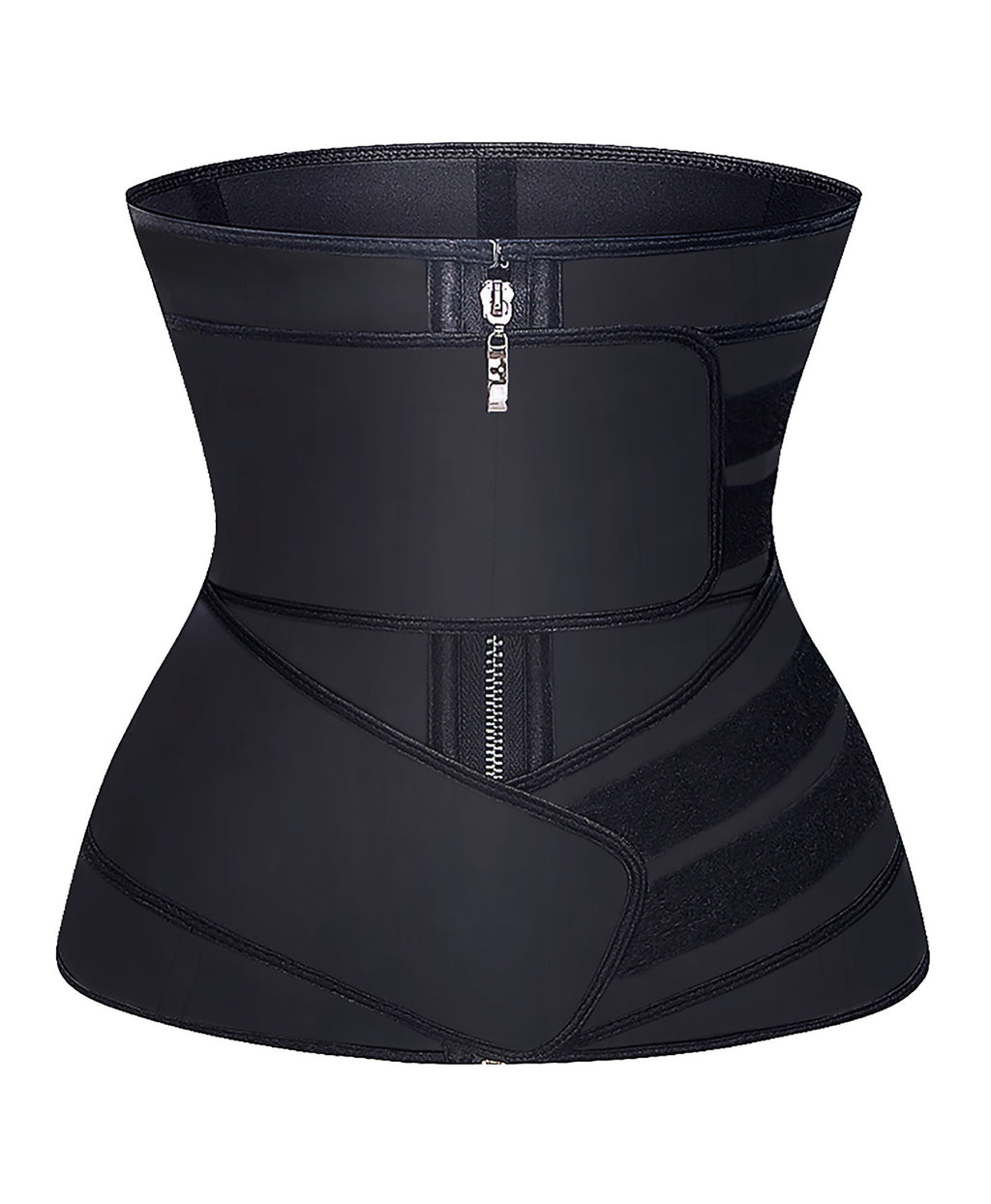 6816 Women Double Belt Waist Trainer With Zipper Black SHAPERX Neoprene Waist Trainer Belt | Double Velcro Workout  main image 4