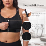 YIANNA High Impact Sports Bra for Women, Front Zip Workout Bra with Adjustable Velcro Straps and Sewn-in Pads