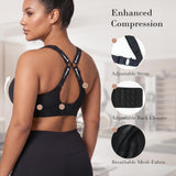 YIANNA High Impact Sports Bra for Women, Front Zip Workout Bra with Adjustable Velcro Straps and Sewn-in Pads