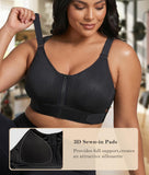 YIANNA High Impact Sports Bra for Women, Front Zip Workout Bra with Adjustable Velcro Straps and Sewn-in Pads