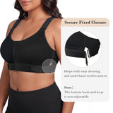 YIANNA High Impact Sports Bra for Women, Front Zip Workout Bra with Adjustable Velcro Straps and Sewn-in Pads
