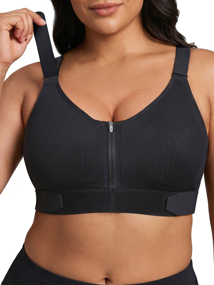 Front Zip High Support Sports Bra