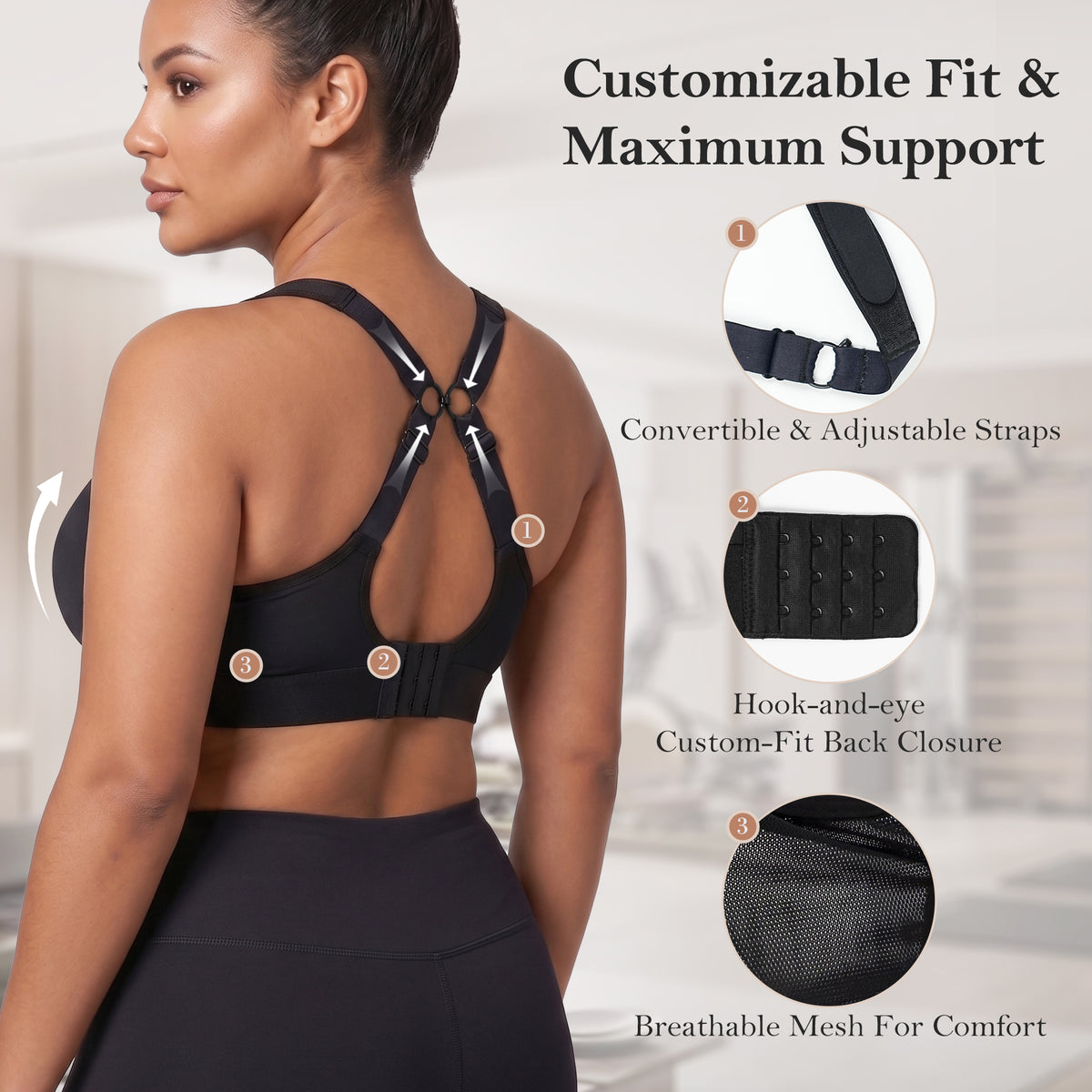 Front Zip High Support Sports Bra