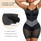 YIANNA V-Shaped Fajas Colombianas Moldeadoras Postpartum Shapewear for Women, Enhanced Tummy Control, Built-in Bust Pad, Butt Lifter Body Shaper with Zipper Crotch