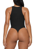 YIANNA Sleeveless Bodysuit for Women High Neck Tank Tops Second-skin Thong Body Suits