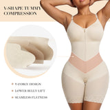 YIANNA V-Shaped Fajas Colombianas Moldeadoras Postpartum Shapewear for Women, Enhanced Tummy Control, Built-in Bust Pad, Butt Lifter Body Shaper with Zipper Crotch
