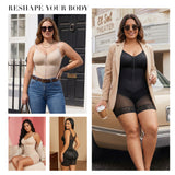 YIANNA V-Shaped Fajas Colombianas Moldeadoras Postpartum Shapewear for Women, Enhanced Tummy Control, Built-in Bust Pad, Butt Lifter Body Shaper with Zipper Crotch