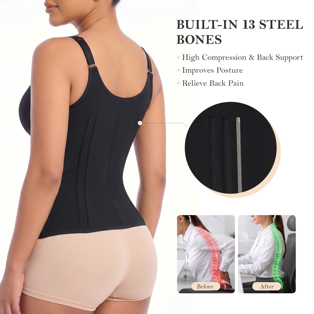 Waist Trainer Corset Shapewear Vest With Bra