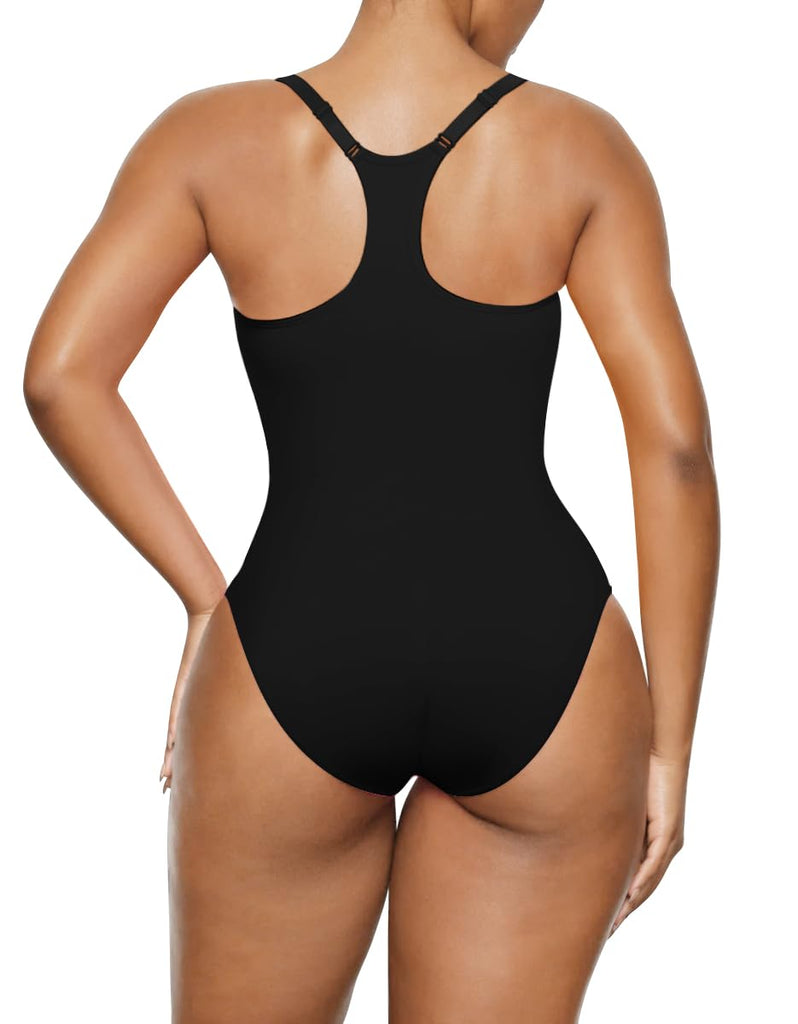 Zimisa, Black Tummy Control Seamless Body Shaper Tank Top Bodysuit