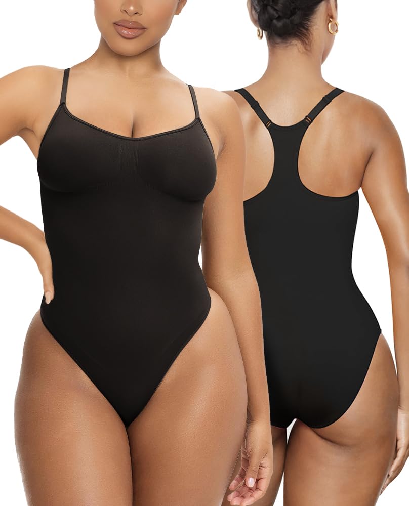 YIANNA Racerback Bodysuit for Women Tummy Control Shapewear Sculpting Body Shaper Seamless Tank Top…