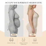 YIANNA V-Shaped Fajas Colombianas Moldeadoras Postpartum Shapewear for Women, Enhanced Tummy Control, Built-in Bust Pad, Butt Lifter Body Shaper with Zipper Crotch