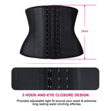 YIANNA Women Latex Short Torso Waist Trainer 9 Steel Bones 3 Row Hooks