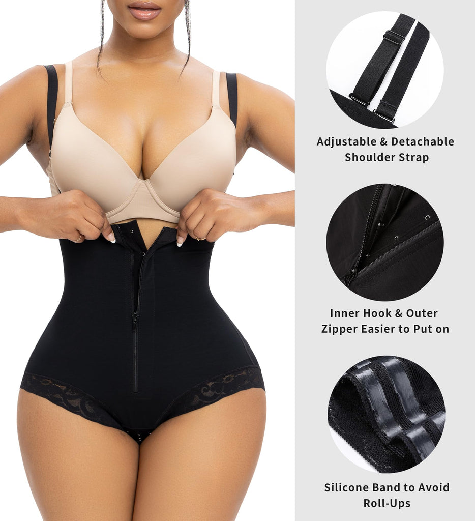 YIANNA Fajas Colombianas Postparto Shapewear for Women Tummy Control High Compression Body Shaper with Hook Crotch