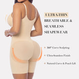 YIANNA Women Fajas Shapewear Seamless Bodysuit Double-Layer Tummy Control Zip-Up Body Shaper Waist Defining Silhouette