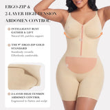 YIANNA Women Fajas Shapewear Seamless Bodysuit Double-Layer Tummy Control Zip-Up Body Shaper Waist Defining Silhouette