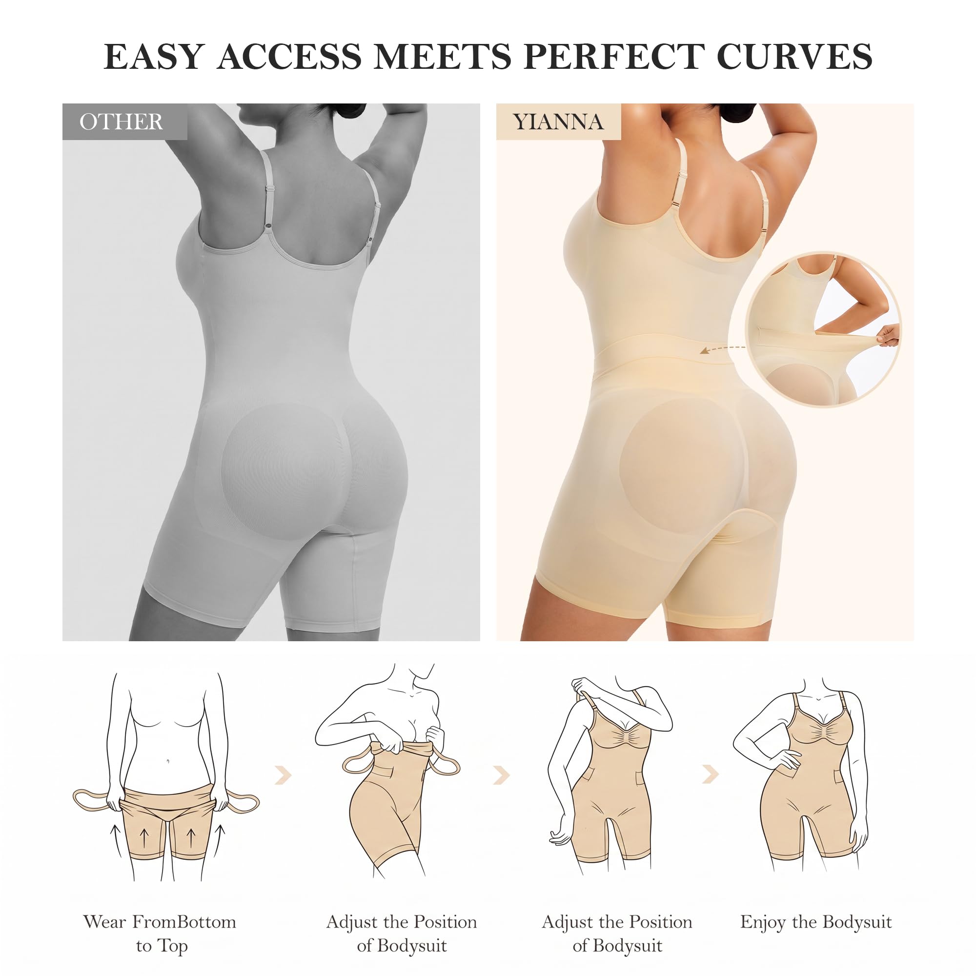 Tummy Control Shapewear Bathroom-Friendly Bodysuit
