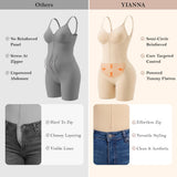 YIANNA Women Fajas Shapewear Seamless Bodysuit Double-Layer Tummy Control Zip-Up Body Shaper Waist Defining Silhouette