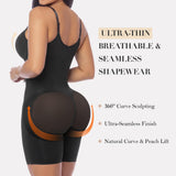 YIANNA Women Fajas Shapewear Seamless Bodysuit Double-Layer Tummy Control Zip-Up Body Shaper Waist Defining Silhouette