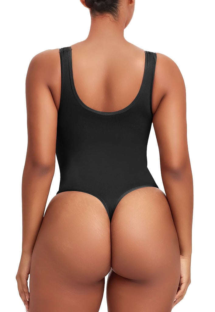 Sculpting Corset Swimsuits, Tummy Control Shapewear Seamless Sculpting Thong  Body Shaper Tank Top Tie in Back (Black, S) at  Women's Clothing store