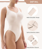YIANNA Sculpting Bodysuit for Women Tummy Control Seamless Shapewear Scoop Neck Thong Body Shaper