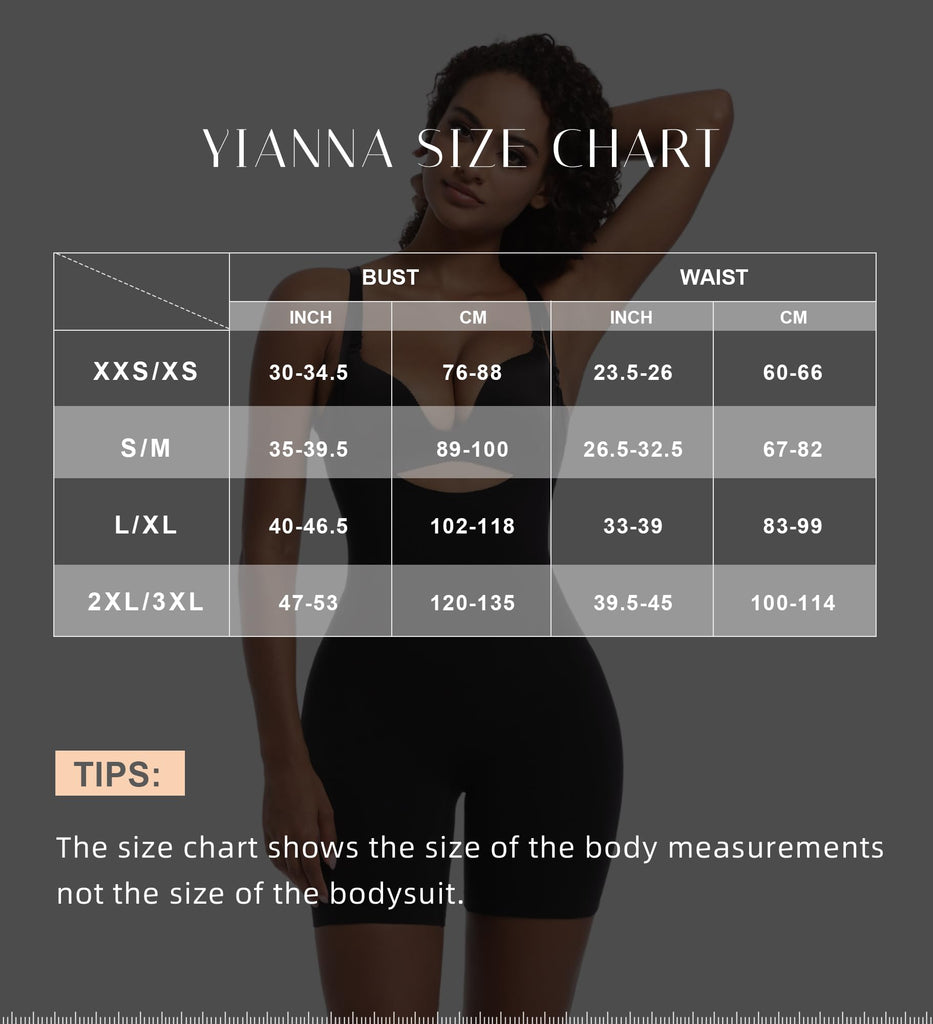YIANNA Bodysuit for Women Tummy Control Shapewear Open Bust Mid-Thigh
