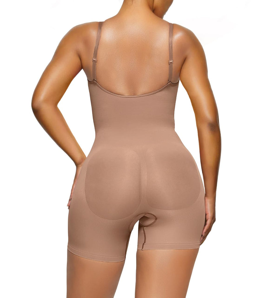 YIANNA Bodysuit for Women Tummy Control Shapewear Open Bust Mid-Thigh Sculpting Body Shaper