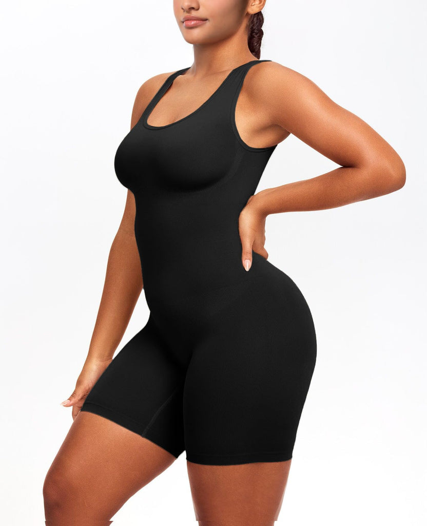 YIANNA Shapewear Bodysuit for Women Tummy Control Scoop Neck Mid Thigh Sculpting Body Shaper