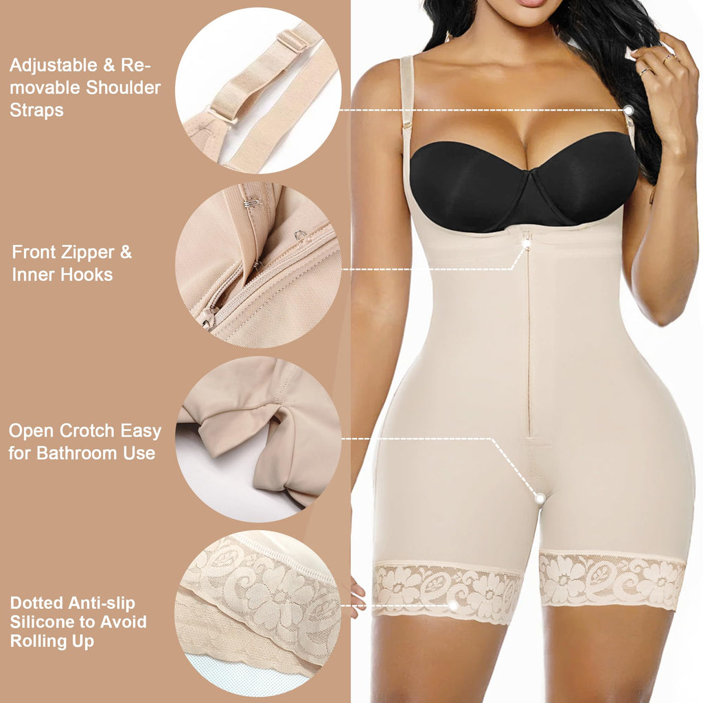 Wholesale Black Plus Size Full Body Shaper With Open Crotch Smooth Sil