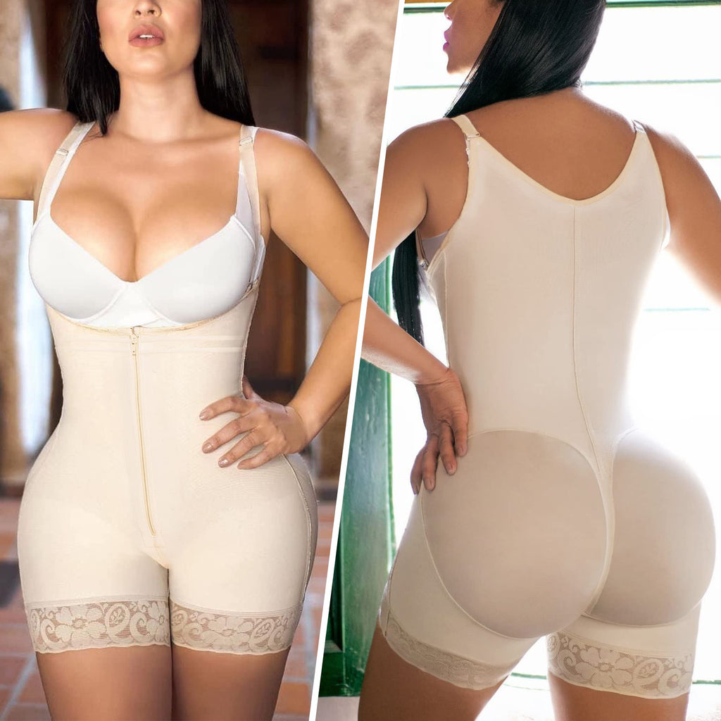 YIANNA Fajas Colombianas Women Shapewear Tummy Control Body Shaper  Reductoras Waist Trainer Bodysuit Beige-XS 