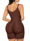 Open Bust Front Zip Mid-Thigh Faja Bodysuit