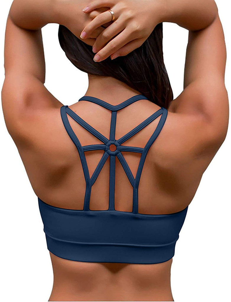 ZLSD Women Padded Sports Bra Mid Impact, Yoga Bras Unique Back Strappy for  Gym Yoga,Black-S : : Clothing, Shoes & Accessories