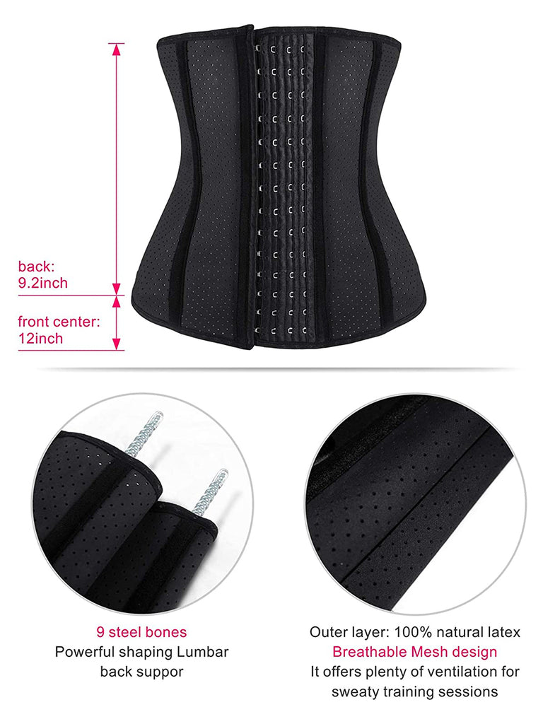YIANNA Waist Trainer for Women Underbust Corsets Hourglass Sports Girdle  Body Shaper 4 Hooks, (Size XS, Black) at  Women's Clothing store