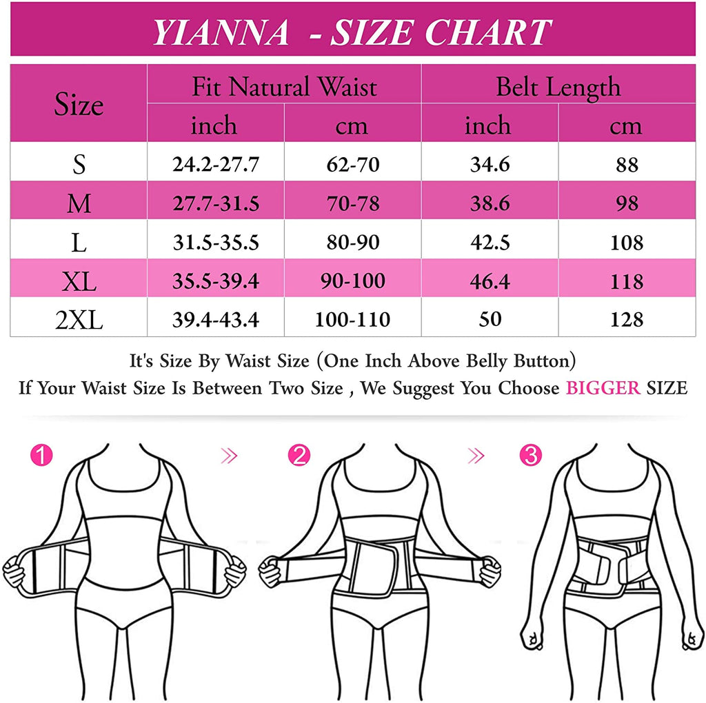 YIANNA Waist Trainer Belt for Women - Waist Trimmer Weight Loss Ab Belt Sport Workout Back Support Girdle Belt (Updated)
