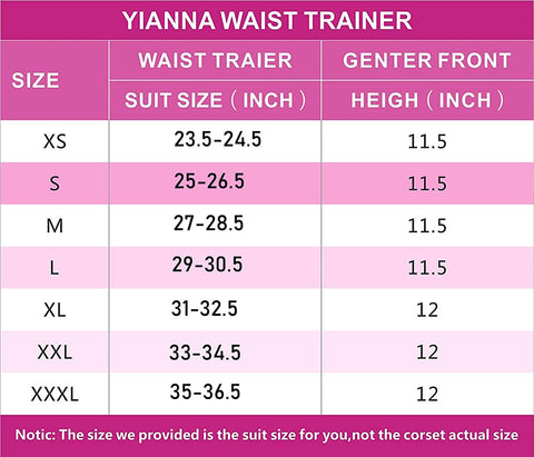 YIANNA Women Latex Zipper Waist Trainer Corsets 9 Steel Bones