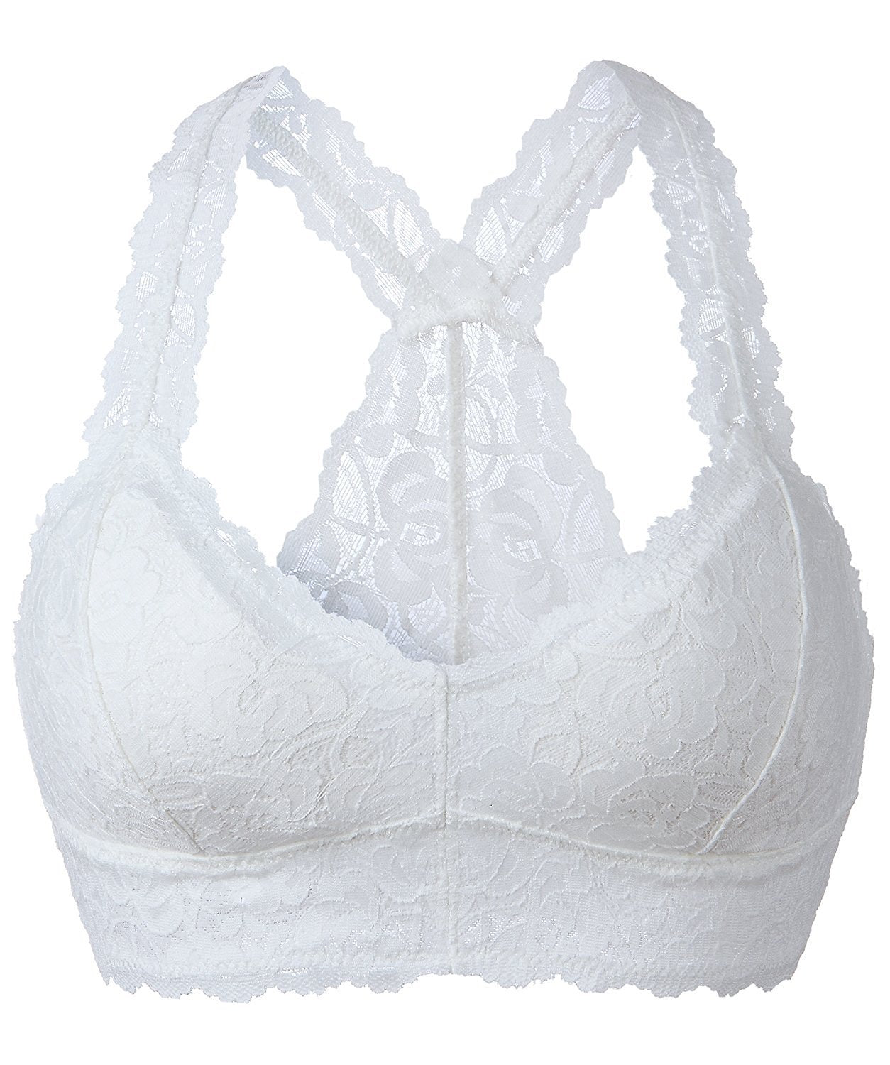 white padded lace bralette